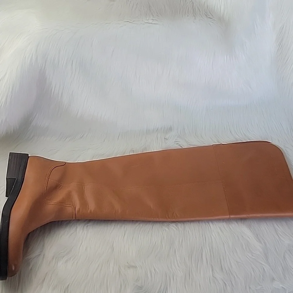 J.CREW‎ Tan Leather Over-The-Knee Fold Over Preppy Western Equestrian Boots 8.5